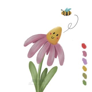 Jedna roztomilost v digitalu 🥰 #digitalart #ilustrace #ilustraceprodeti #prodeti #knizniilustrace #echinacea #roztomilost...