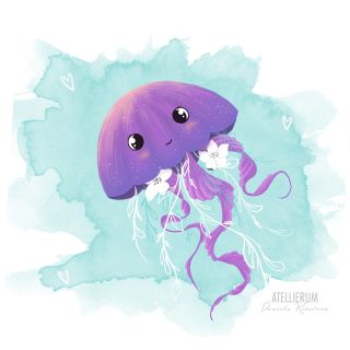 Medúzka •🪼 Další digitální ilustrace do sbírky 🥹🥰 Jak se vám líbí? Jakou další ilustraci mám namalovat?☺️ #ilustrace...